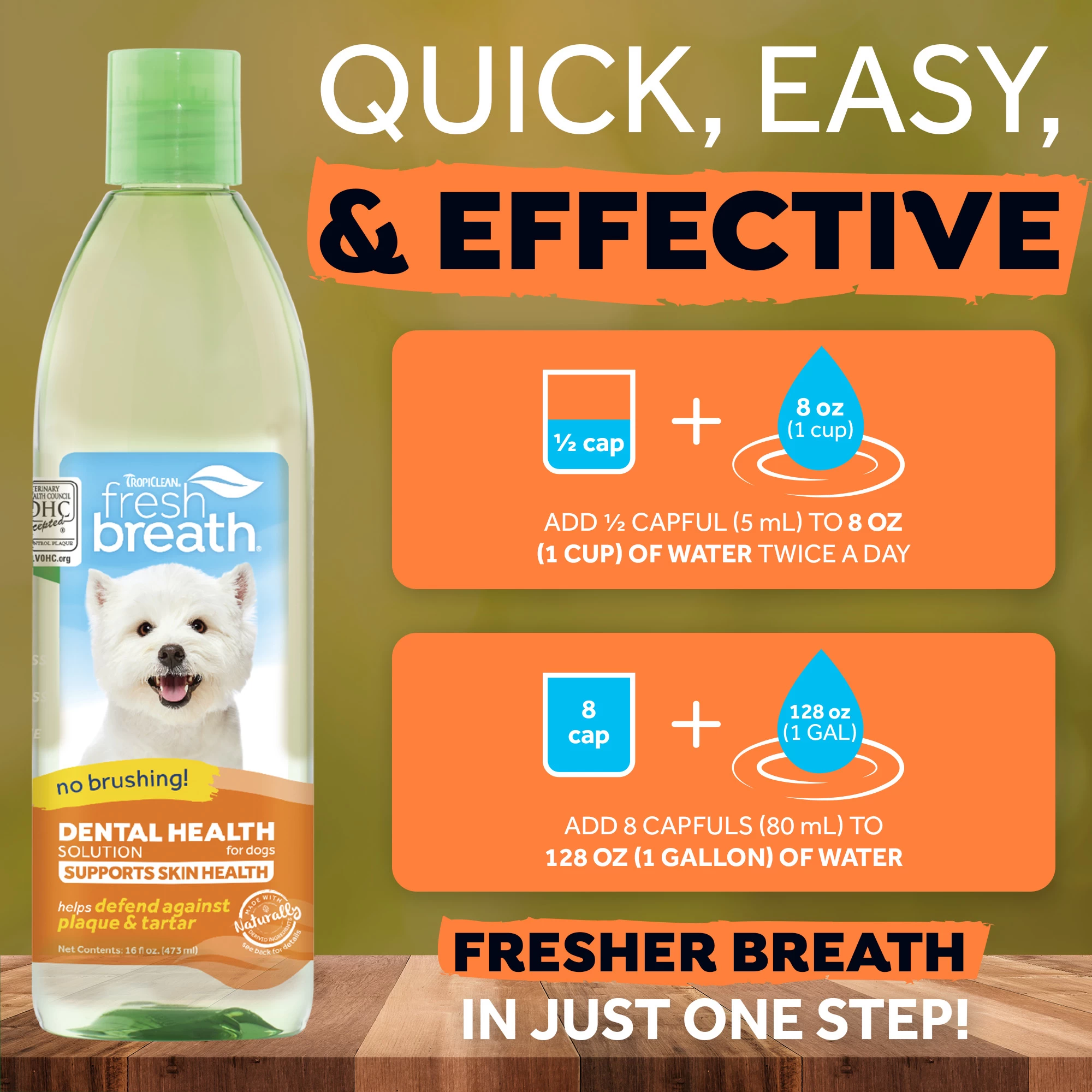 TropiClean - Fresh Breath Plus Skin & Coat Water Additive 2 TropiClean - Fresh Breath Plus Skin & Coat Water Additive - Afbeelding 2